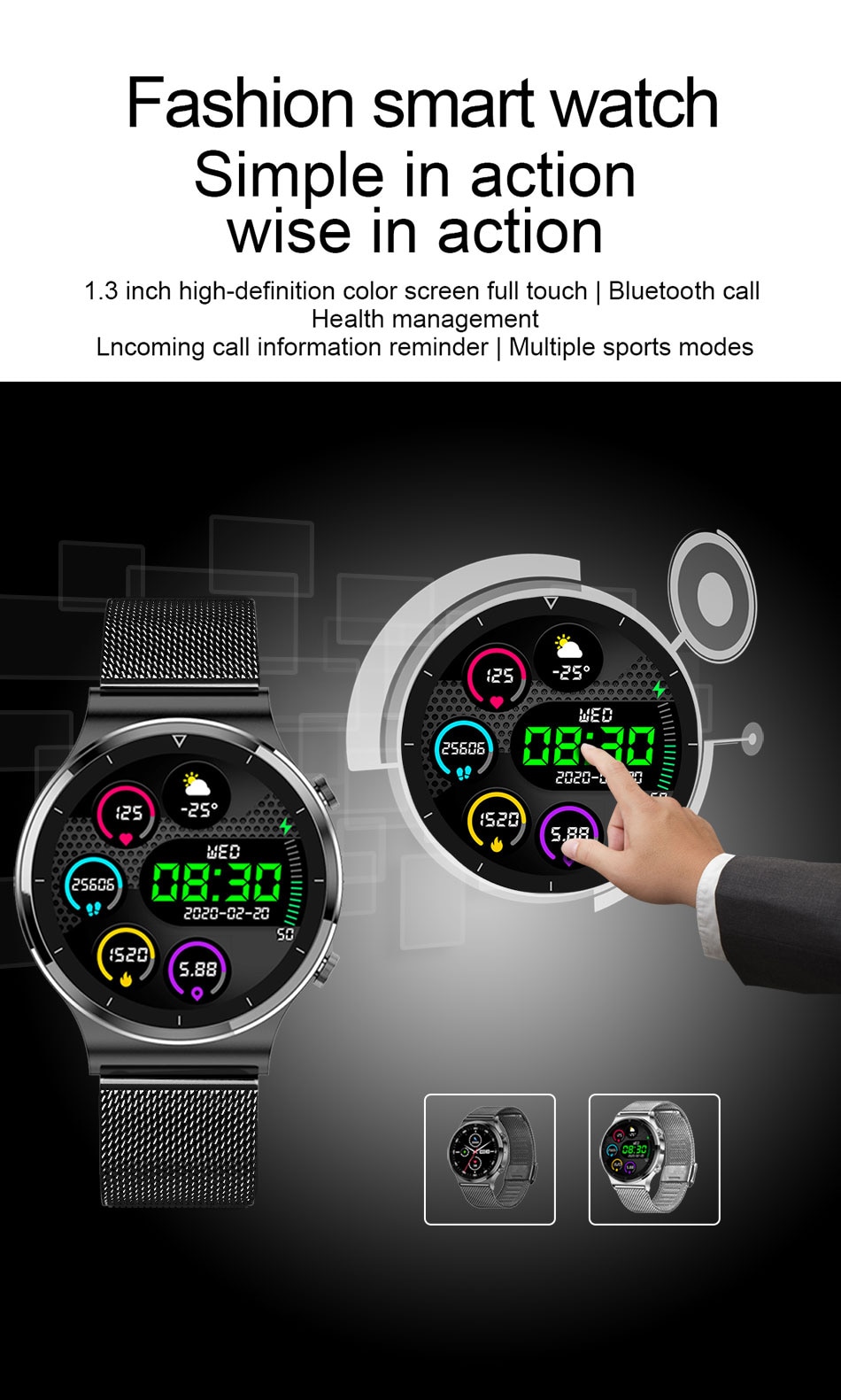 Smart watch Men IP68 waterproof watch Multiple sports modes heart rate weather Forecast Bluetooth Men Smart watch