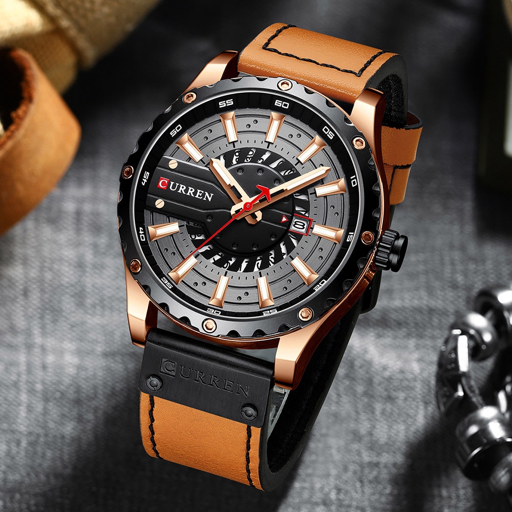 Fashion Leather Wristwatch Casual Quartz Men's Watch New Chic Luminous hands Clock Fashion Leather Wristwatch Casual Quartz Men's Watch New Chic Luminous hands Clock