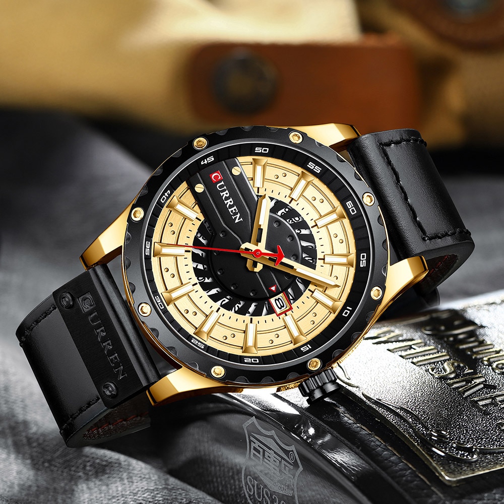Fashion Leather Wristwatch Casual Quartz Men's Watch New Chic Luminous hands Clock Fashion Leather Wristwatch Casual Quartz Men's Watch New Chic Luminous hands Clock