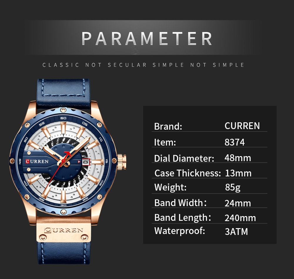 Fashion Leather Wristwatch Casual Quartz Men's Watch New Chic Luminous hands Clock Fashion Leather Wristwatch Casual Quartz Men's Watch New Chic Luminous hands Clock