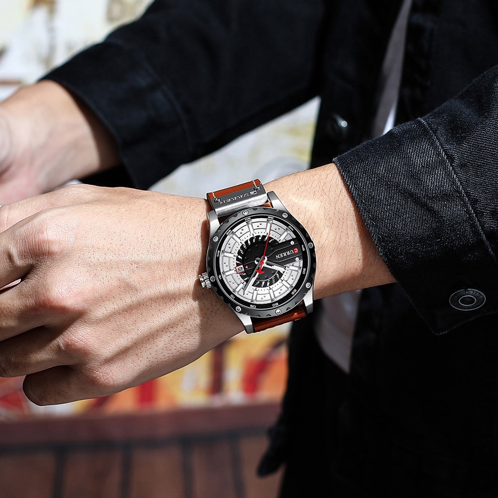 Fashion Leather Wristwatch Casual Quartz Men's Watch New Chic Luminous hands Clock Fashion Leather Wristwatch Casual Quartz Men's Watch New Chic Luminous hands Clock