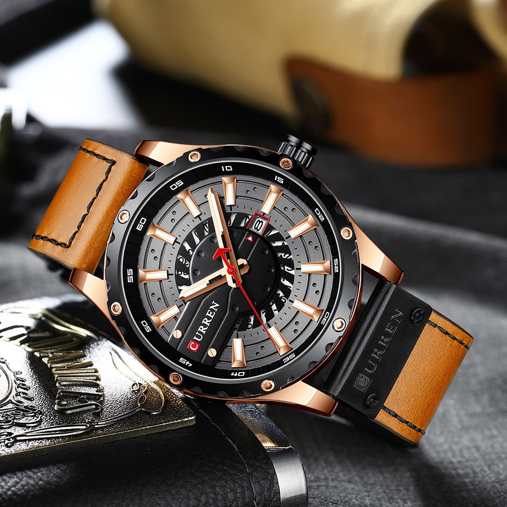 Fashion Leather Wristwatch Casual Quartz Men's Watch New Chic Luminous hands Clock Fashion Leather Wristwatch Casual Quartz Men's Watch New Chic Luminous hands Clock