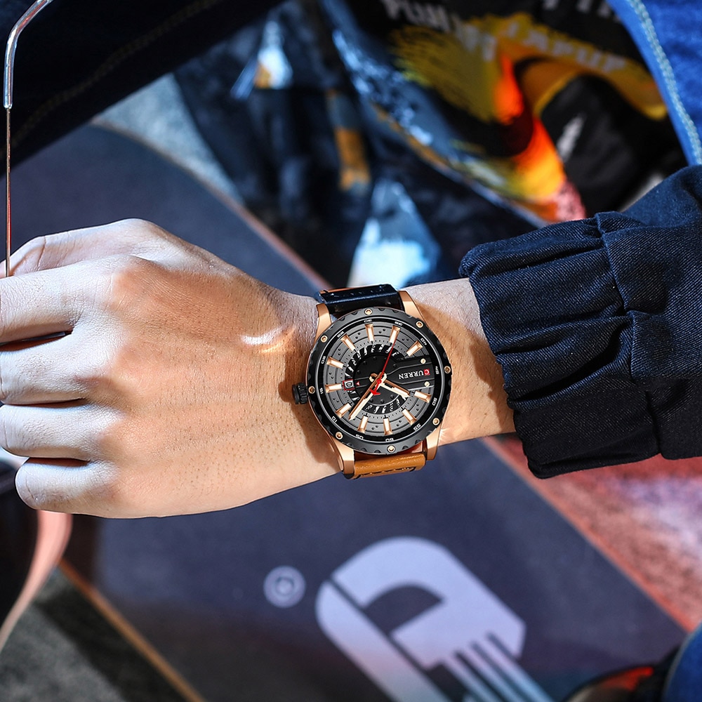 Fashion Leather Wristwatch Casual Quartz Men's Watch New Chic Luminous hands Clock Fashion Leather Wristwatch Casual Quartz Men's Watch New Chic Luminous hands Clock