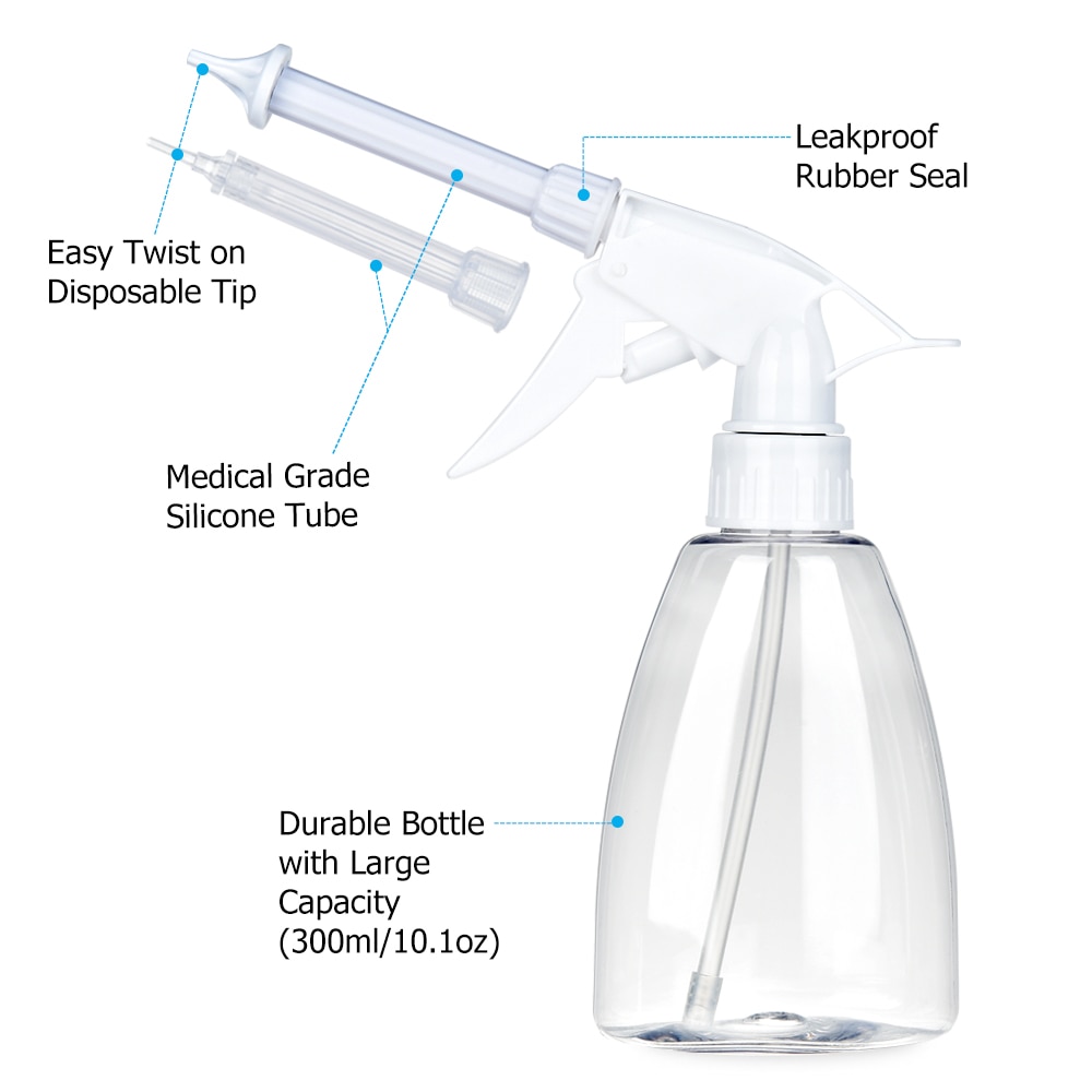 Ear Wax Removal Kit  Remover Irrigation Tool Set 300ml Portable Cleaning Washer Rinse Bottle With Cleaning Tips Health Care