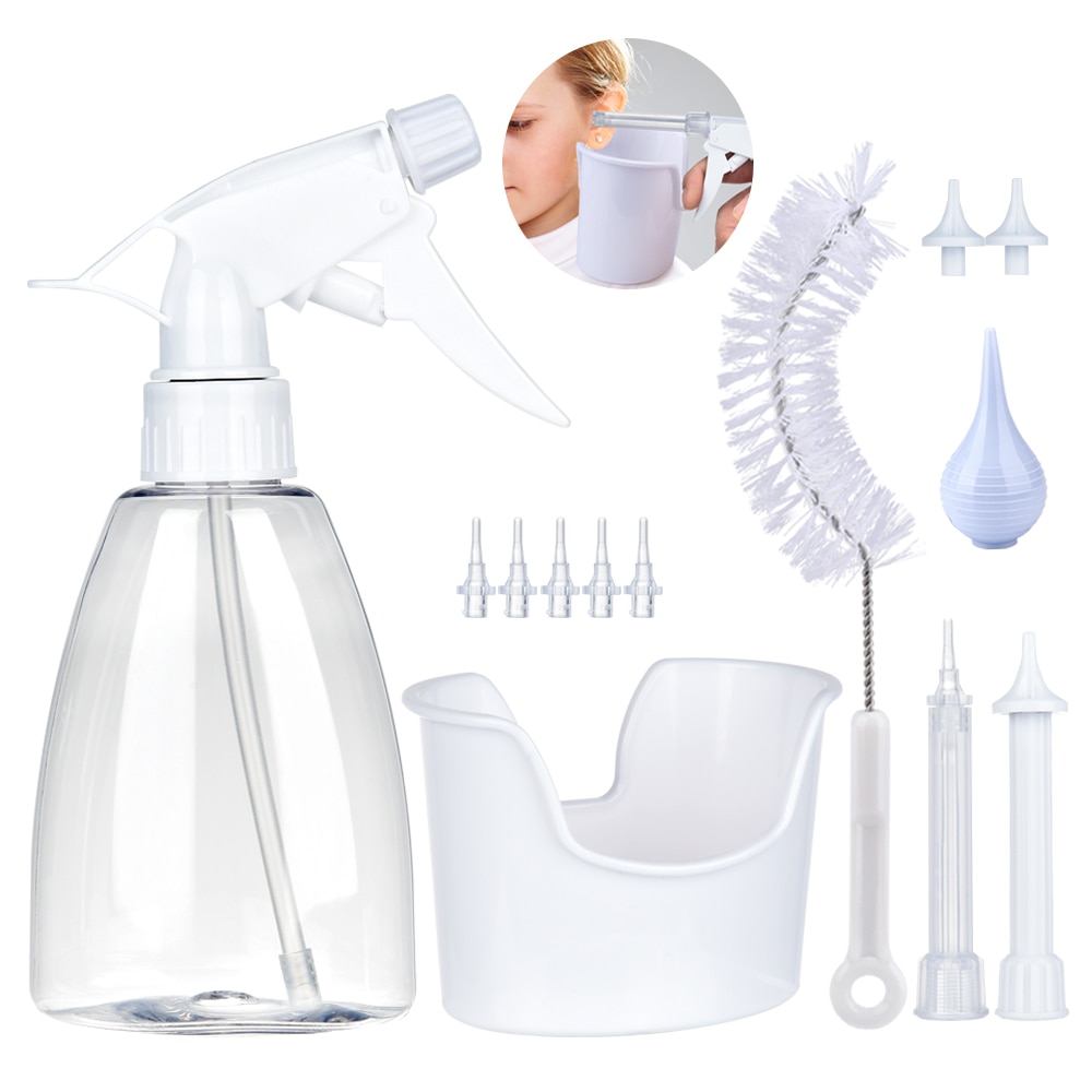 Ear Wax Removal Kit  Remover Irrigation Tool Set 300ml Portable Cleaning Washer Rinse Bottle With Cleaning Tips Health Care