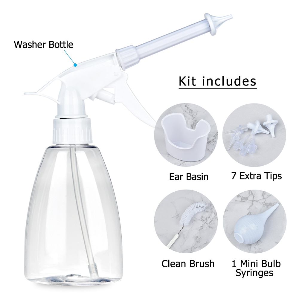 Ear Wax Removal Kit  Remover Irrigation Tool Set 300ml Portable Cleaning Washer Rinse Bottle With Cleaning Tips Health Care