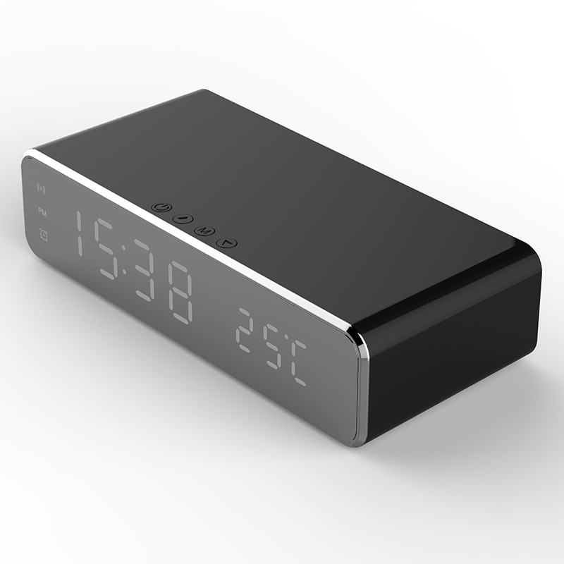 Electric Alarm Clocks With Telphone Fast Wireless Charger Digital Thermometer LED HD Mirror Clocks Supports IOS/Android/Windows