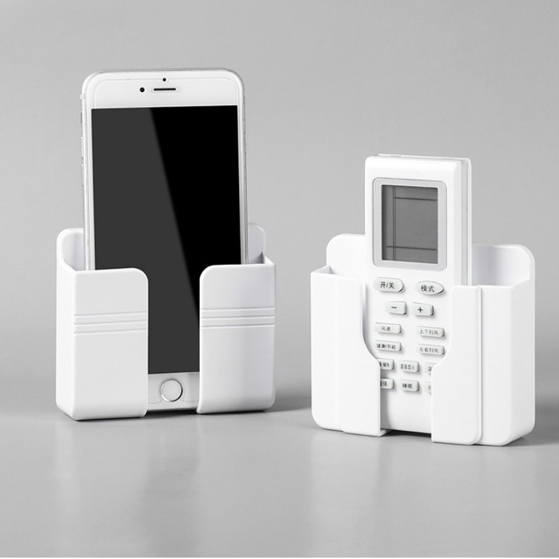 Wall Mounted Organizer Storage Box Remote Control Mounted Mobile Phone Plug Wall Holder Charging Multifunction Holder Stand
