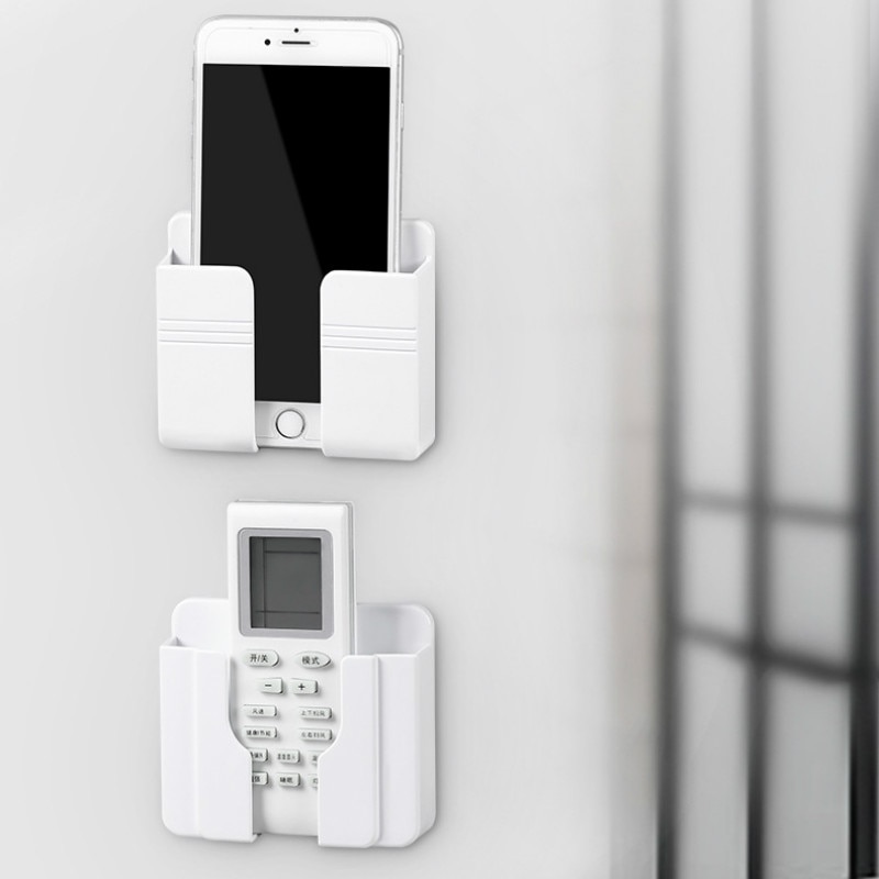Wall Mounted Organizer Storage Box Remote Control Mounted Mobile Phone Plug Wall Holder Charging Multifunction Holder Stand
