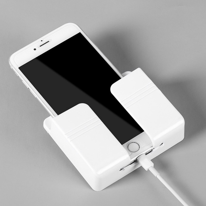 Wall Mounted Organizer Storage Box Remote Control Mounted Mobile Phone Plug Wall Holder Charging Multifunction Holder Stand