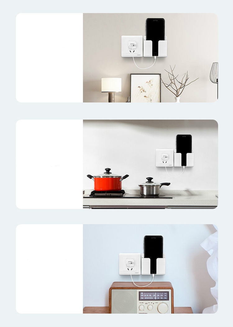 Wall Mounted Organizer Storage Box Remote Control Mounted Mobile Phone Plug Wall Holder Charging Multifunction Holder Stand