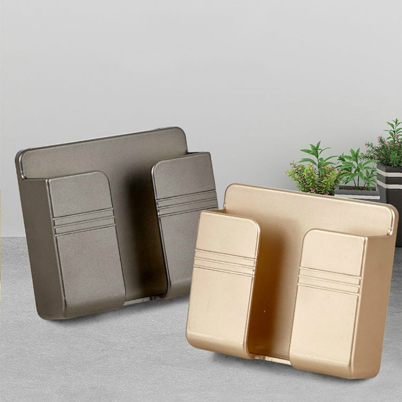 Wall Mounted Organizer Storage Box Remote Control Mounted Mobile Phone Plug Wall Holder Charging Multifunction Holder Stand