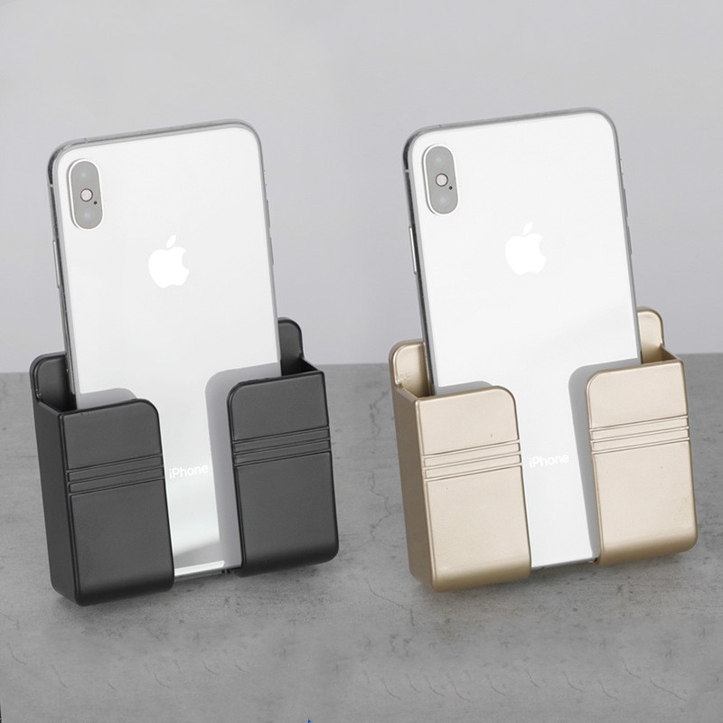 Wall Mounted Organizer Storage Box Remote Control Mounted Mobile Phone Plug Wall Holder Charging Multifunction Holder Stand