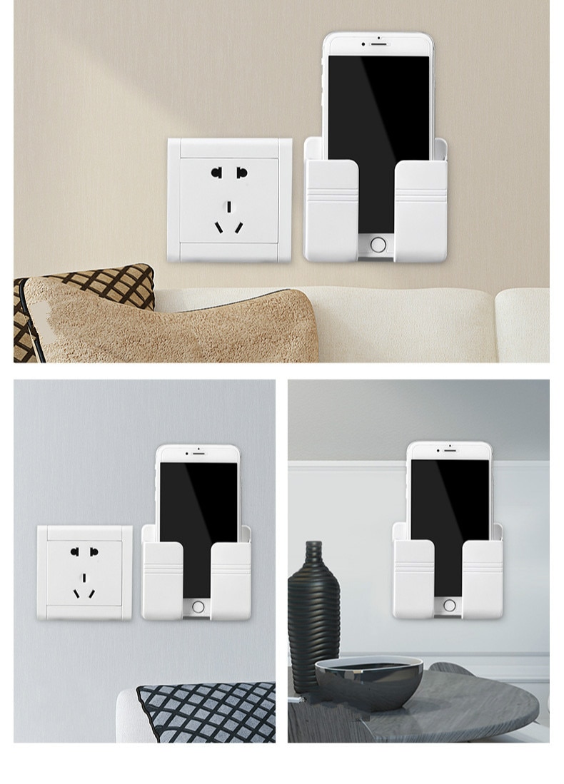 Wall Mounted Organizer Storage Box Remote Control Mounted Mobile Phone Plug Wall Holder Charging Multifunction Holder Stand
