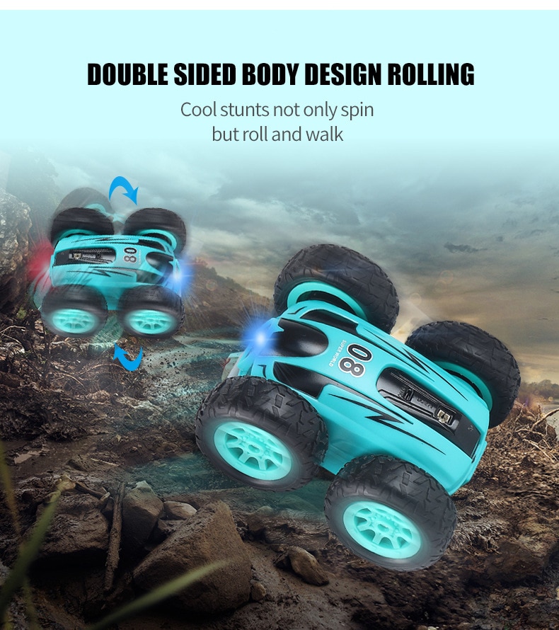 Remote Control High-Speed Double-Sided Special Effects Rock Crawler Mini Light Bomb Four-Wheel Drive Jump