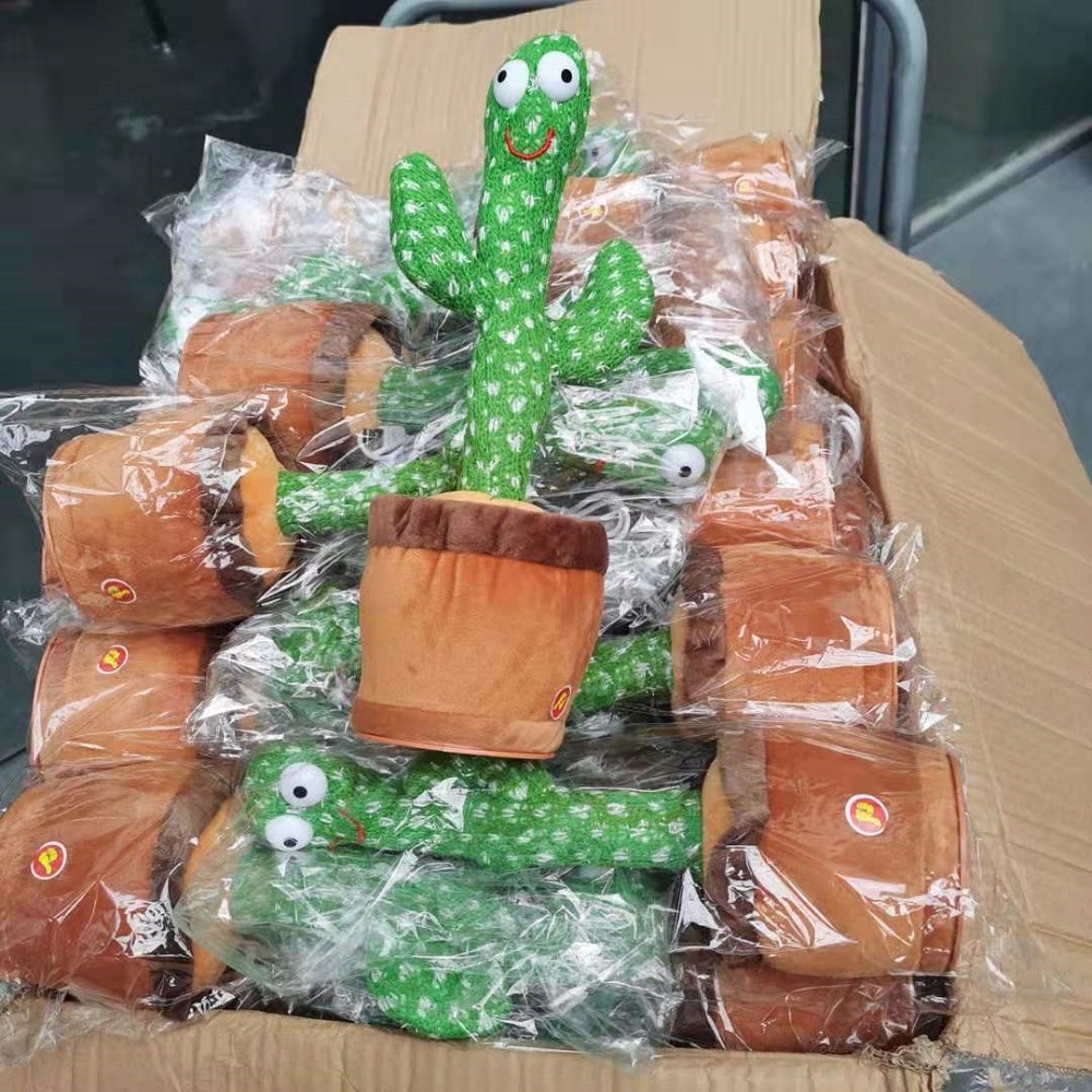 Dancing Cactus 120 Song Speaker Talking USB Charging Voice Repeat plush Cactu Dancer toy talk Plushie Stuffed toys for Baby Girl