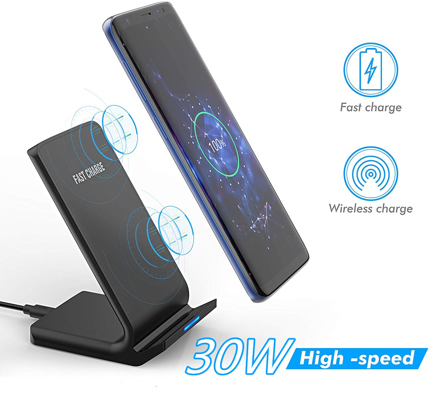 30W Qi Wireless Charger Stand For iPhone 12 11 Pro X XS Max XR 8 Samsung S20 S10 Note 20 Fast Charging Dock Station Phone Holder