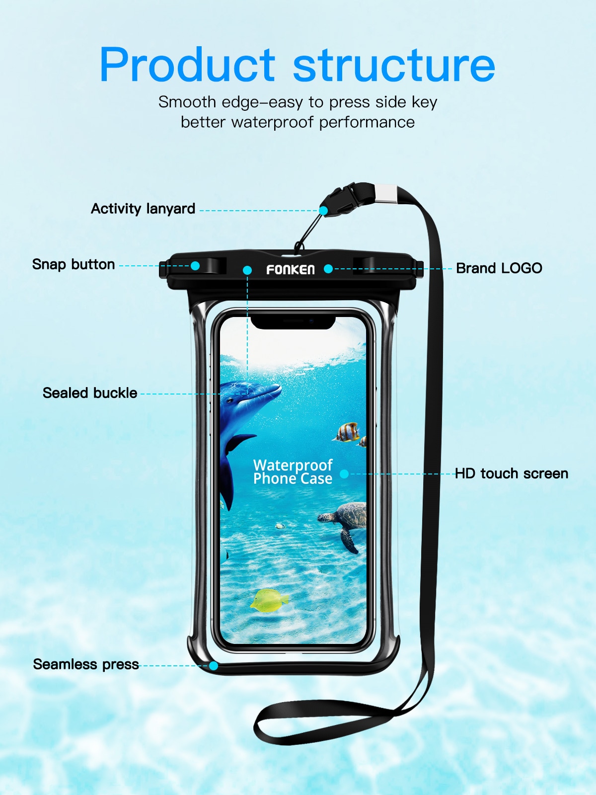 FONKEN Full View Waterproof Case for Phone Underwater Snow Rainforest Transparent Dry Bag Swimming Pouch Big Mobile Phone Covers FONKEN Full View Waterproof Case for Phone Underwater Snow Rainforest Transparent Dry Bag Swimming Pouch Big Mobile Phone Covers
