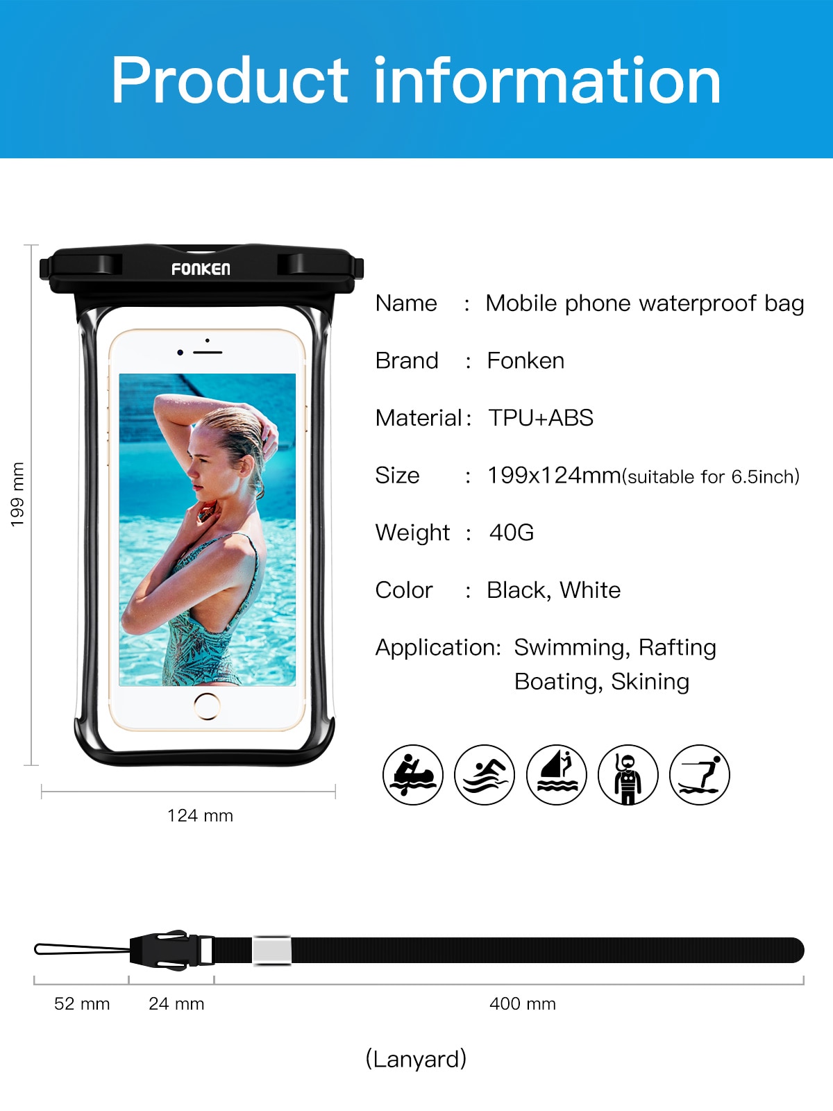FONKEN Full View Waterproof Case for Phone Underwater Snow Rainforest Transparent Dry Bag Swimming Pouch Big Mobile Phone Covers FONKEN Full View Waterproof Case for Phone Underwater Snow Rainforest Transparent Dry Bag Swimming Pouch Big Mobile Phone Covers