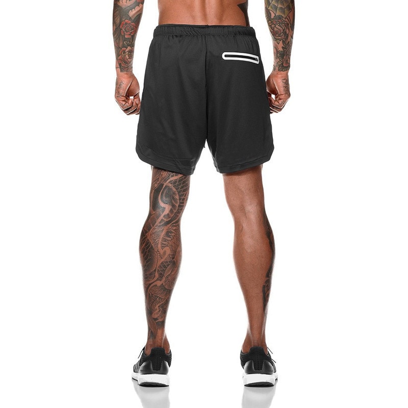 Men's Running Shorts Mens 2 in 1 Sports Shorts Male double-deck Quick Drying Sports men Shorts Jogging Gym Shorts men