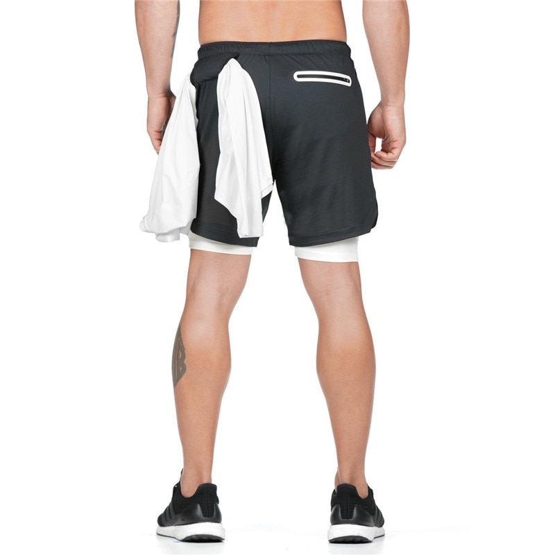 Men's Running Shorts Mens 2 in 1 Sports Shorts Male double-deck Quick Drying Sports men Shorts Jogging Gym Shorts men