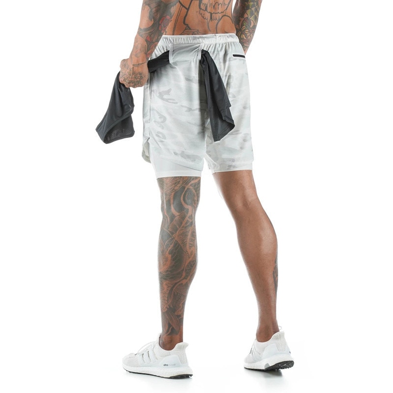 Men's Running Shorts Mens 2 in 1 Sports Shorts Male double-deck Quick Drying Sports men Shorts Jogging Gym Shorts men