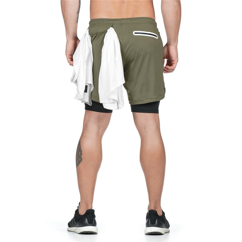 Men's Running Shorts Mens 2 in 1 Sports Shorts Male double-deck Quick Drying Sports men Shorts Jogging Gym Shorts men