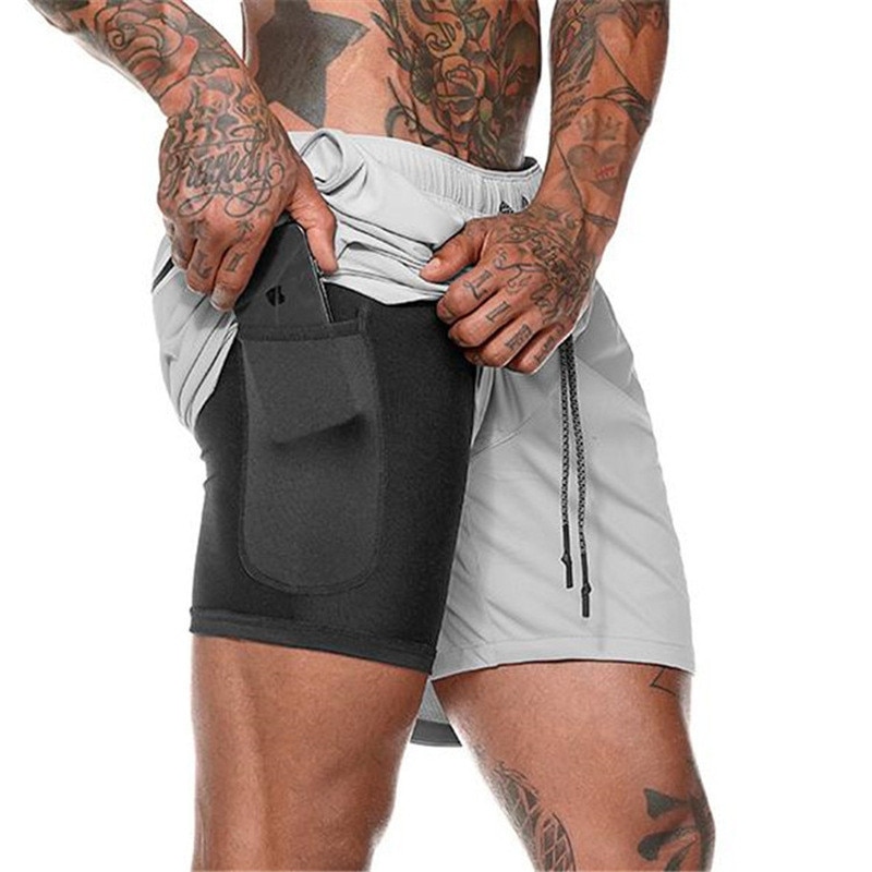 Men's Running Shorts Mens 2 in 1 Sports Shorts Male double-deck Quick Drying Sports men Shorts Jogging Gym Shorts men