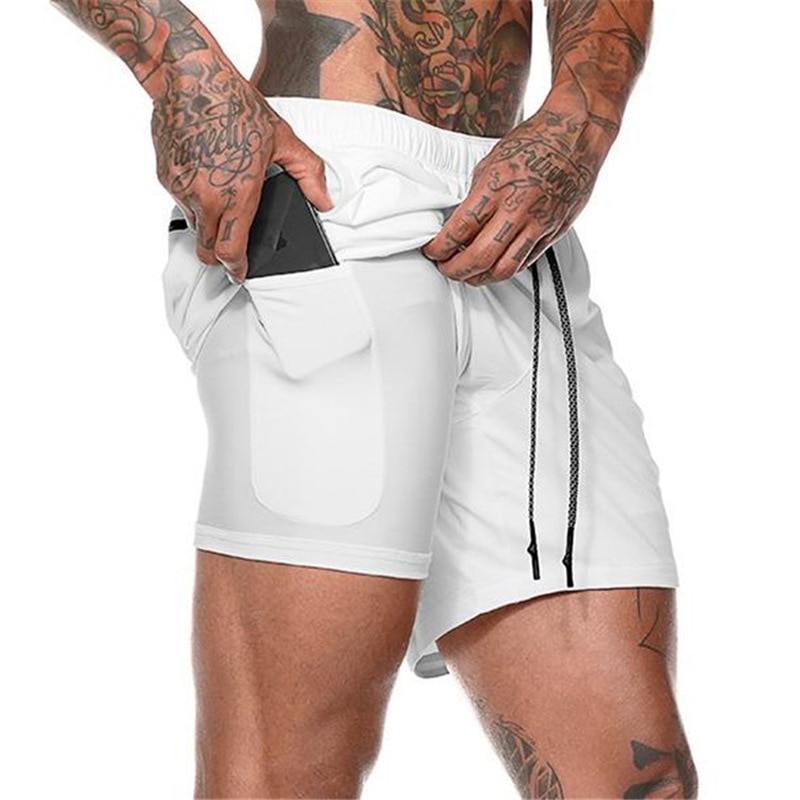 Men's Running Shorts Mens 2 in 1 Sports Shorts Male double-deck Quick Drying Sports men Shorts Jogging Gym Shorts men