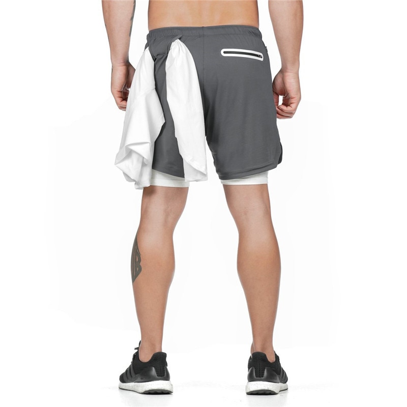 Men's Running Shorts Mens 2 in 1 Sports Shorts Male double-deck Quick Drying Sports men Shorts Jogging Gym Shorts men