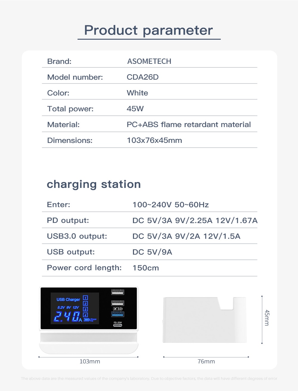 8 Ports Quick Charge 3.0 Led Display USB Charger For Android iPhone Adapter Phone Tablet Fast Charger For xiaomi huawei samsung