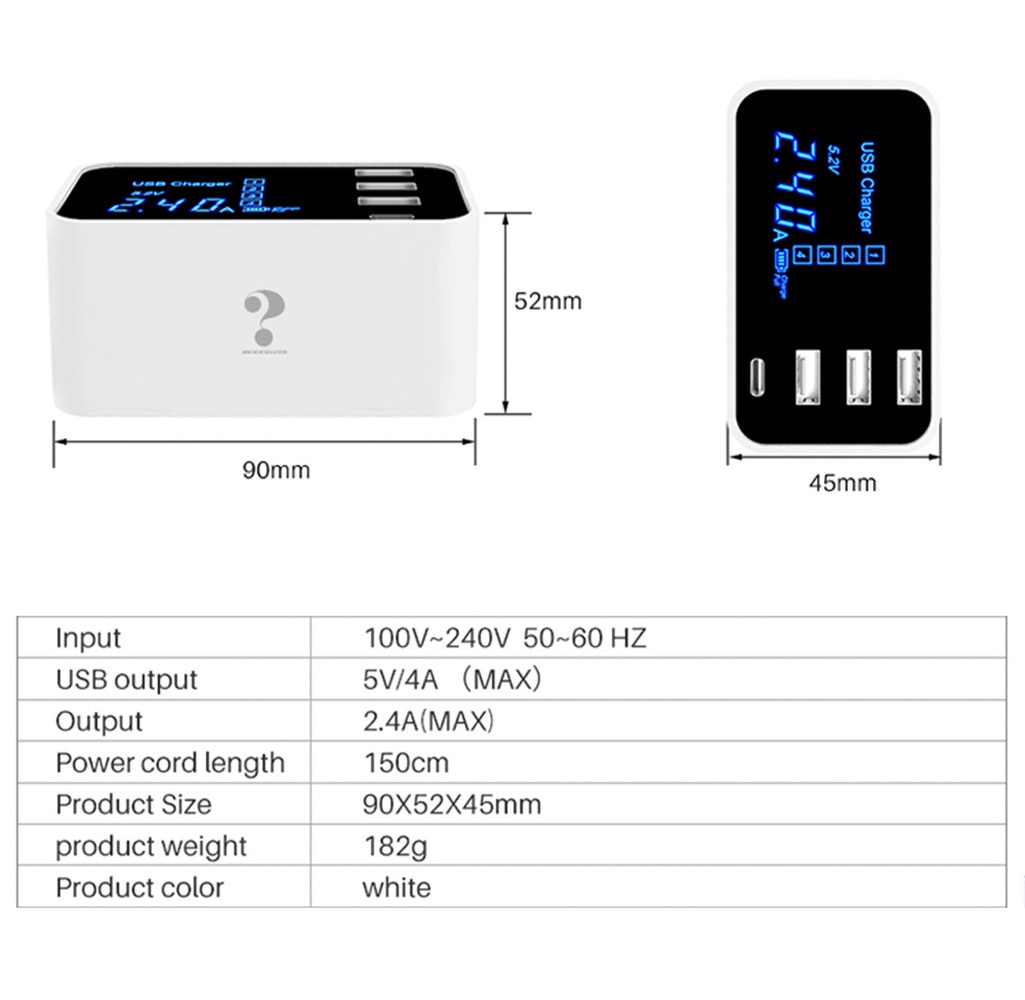 8 Ports Quick Charge 3.0 Led Display USB Charger For Android iPhone Adapter Phone Tablet Fast Charger For xiaomi huawei samsung