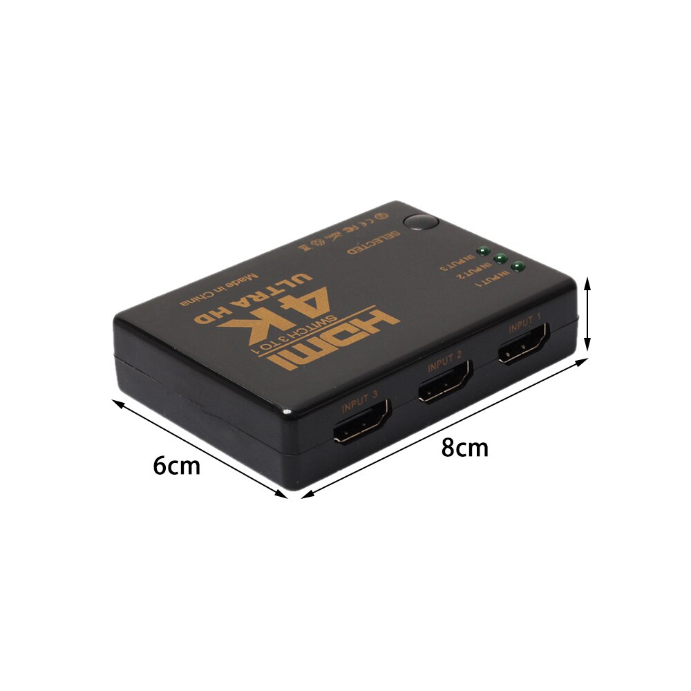 4K 2K 3x1 HDMI Cable Splitter HD 1080P Video Switcher Adapter 3 Input 1 Output Port HDMI Hub for Xbox DVD HDTV PC Laptop TV