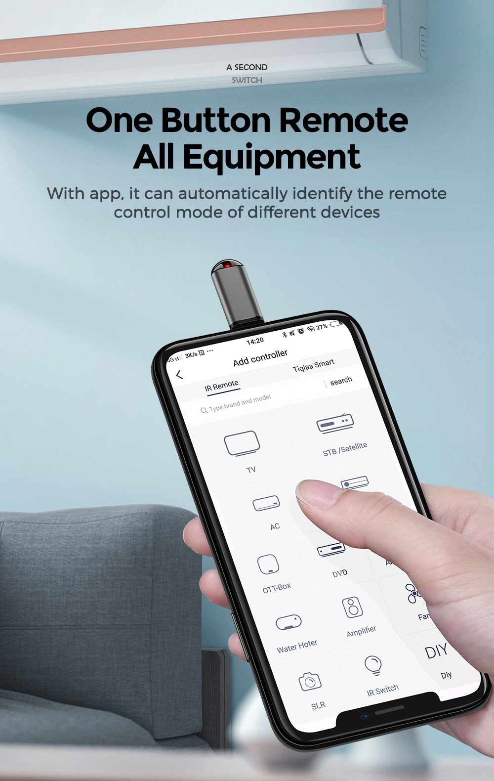 Joyroom Phone Infrared Transmitter For TV Box Air Conditioner Remote Control App Mini Adapter For Smartphone iPhone Micro Type-C