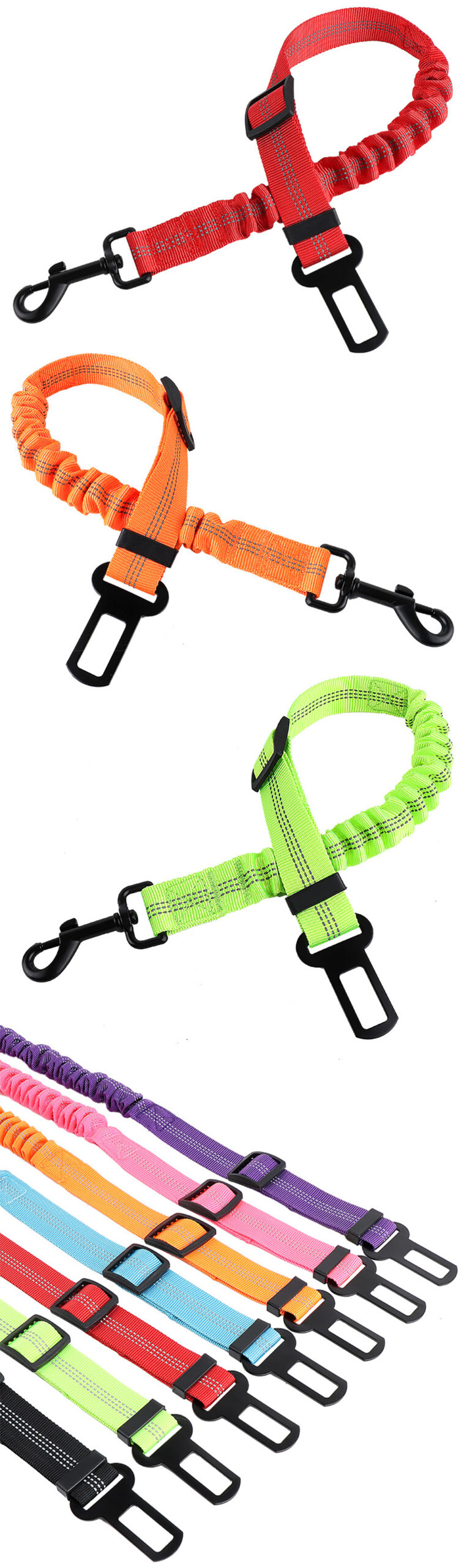 Pet Dog Cat Car Seat Belt Safety Buckle Adjustable Reflective Elasticity Nylon Leash Travel Supplies Accessories Lead Rope Items