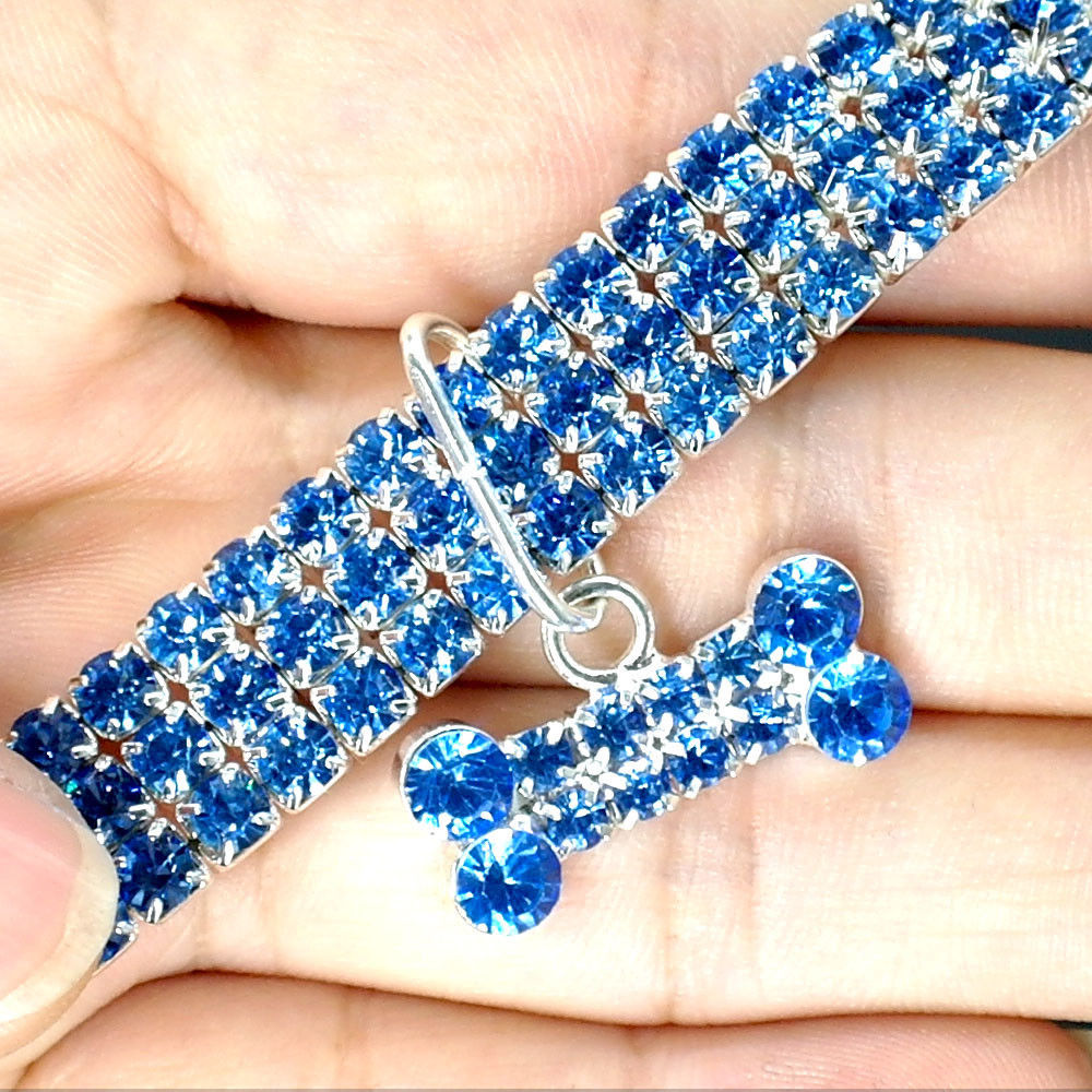 Bling Pet Dog Collar Fashion Bone Pendant Crystal Diamond Cat Collars For Small Medium Dogs Jewelry Necklace Pets Accessories