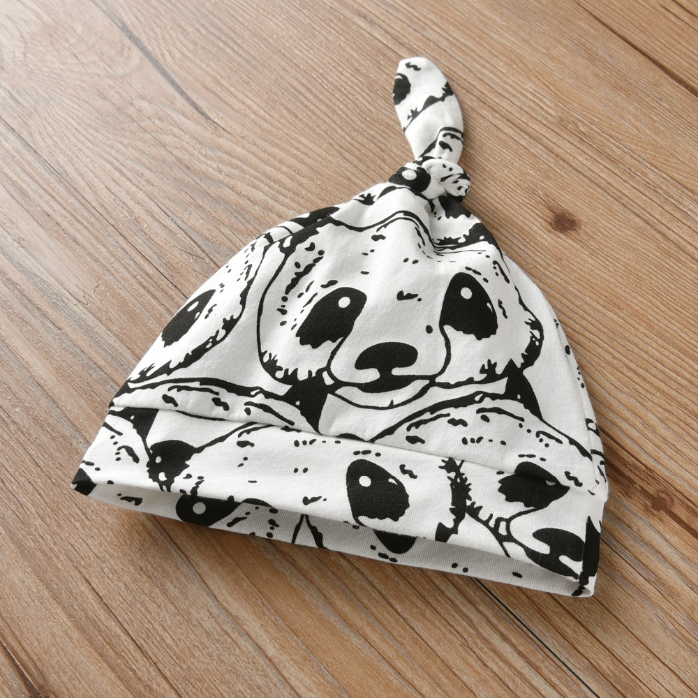 Baby's Panda Print Romper and Hat 2 Pcs Set