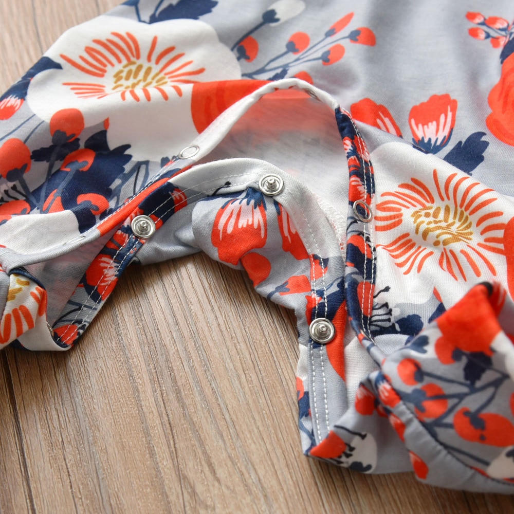 Baby Girl's Floral Print Romper and Headband Set