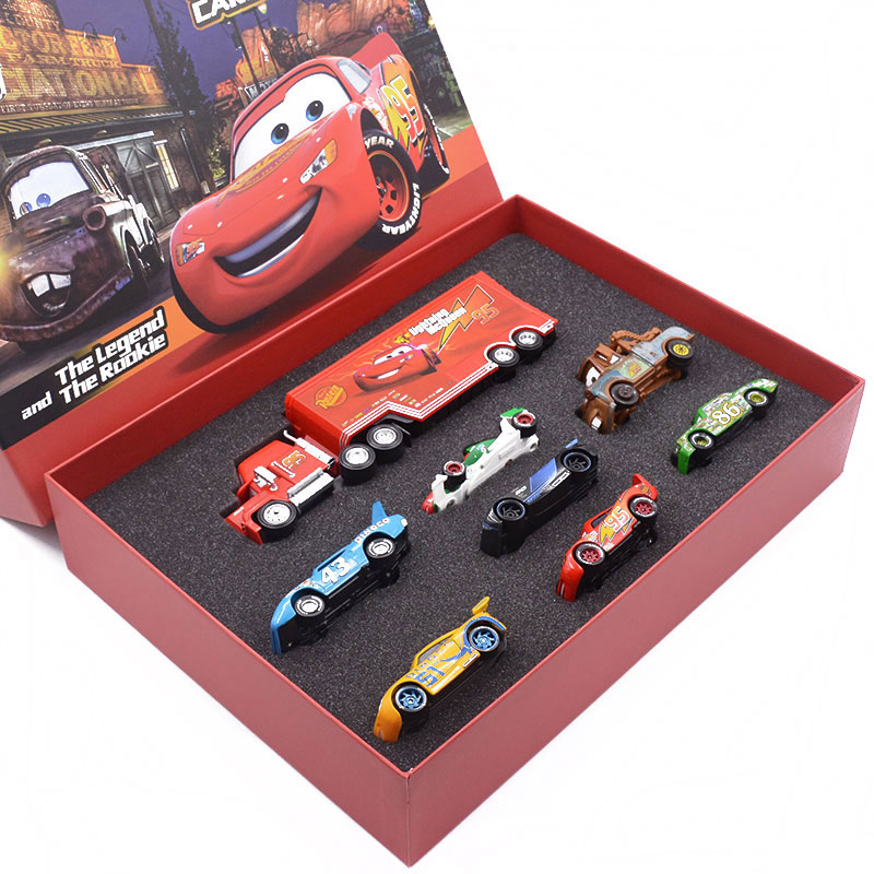 1:55 Disney Pixar Cars 3 Metal Diecast Car Model Toy Gift Set Lightning McQueen Jackson Mack Uncle Truck Boy Birthday Toys Gift