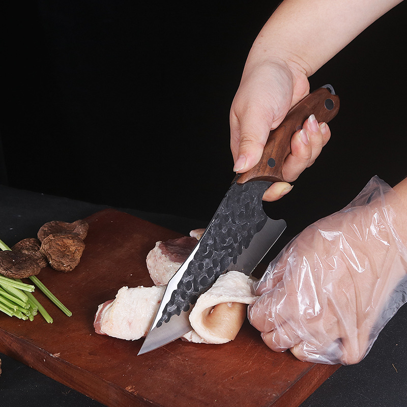 Stainless Steel Kitchen Chef Cleaver Boning Knife Handmade Full Tang Kitchen Knife Arc Red Sandalwood Handle Butcher Knife