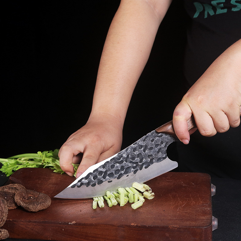 Stainless Steel Kitchen Chef Cleaver Boning Knife Handmade Full Tang Kitchen Knife Arc Red Sandalwood Handle Butcher Knife