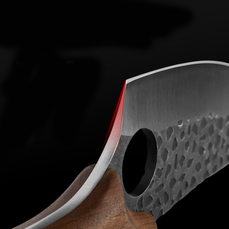 Stainless Steel Kitchen Chef Cleaver Boning Knife Handmade Full Tang Kitchen Knife Arc Red Sandalwood Handle Butcher Knife