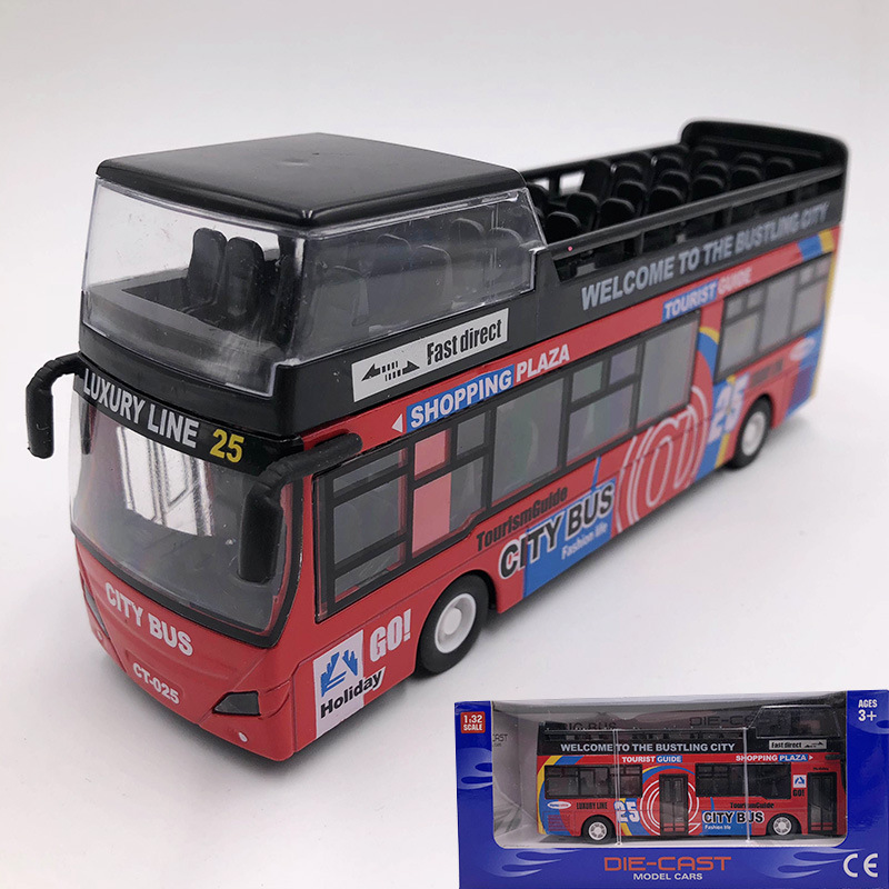 Bus children's toy bus large double-decker sightseeing bus simulation alloy door model car model