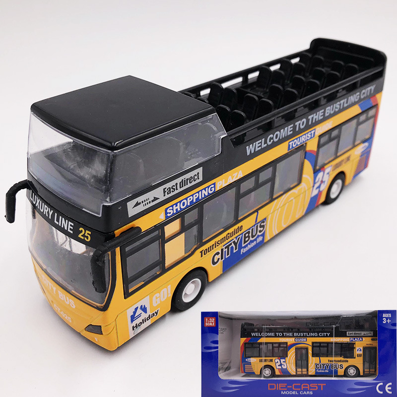 Bus children's toy bus large double-decker sightseeing bus simulation alloy door model car model
