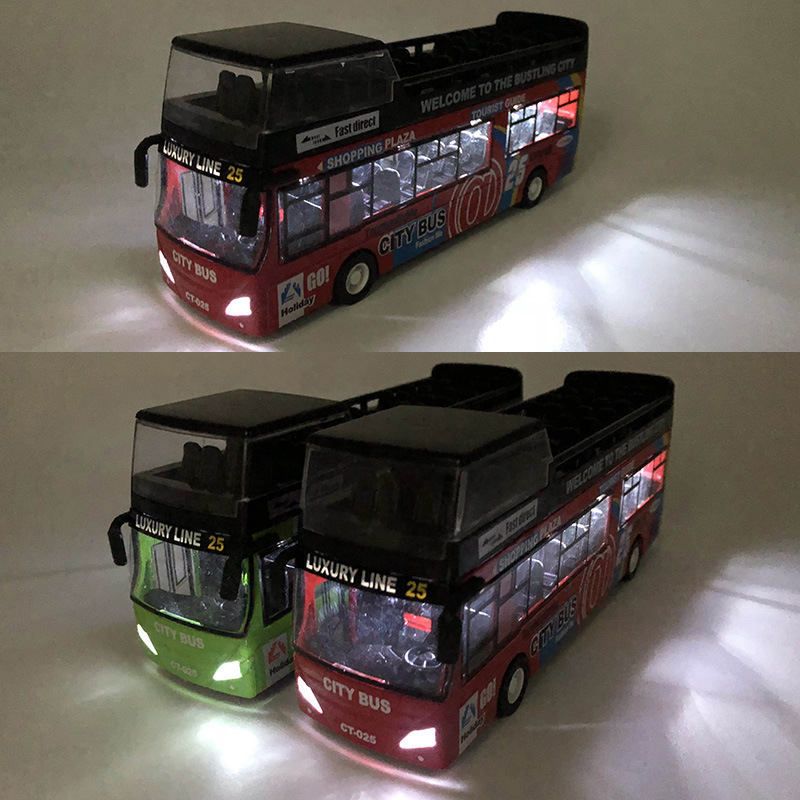 Bus children's toy bus large double-decker sightseeing bus simulation alloy door model car model