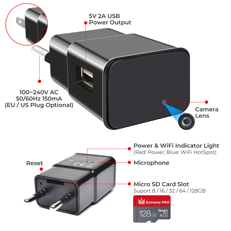 1080P Wifi Mini Camera USB Charger with Micro Body Camera Portable Surveillance Wireless Sensor Audio Video Recorder Camcorders 1080P Wifi Mini Camera USB Charger with Micro Body Camera Portable Surveillance Wireless Sensor Audio Video Recorder Camcorders