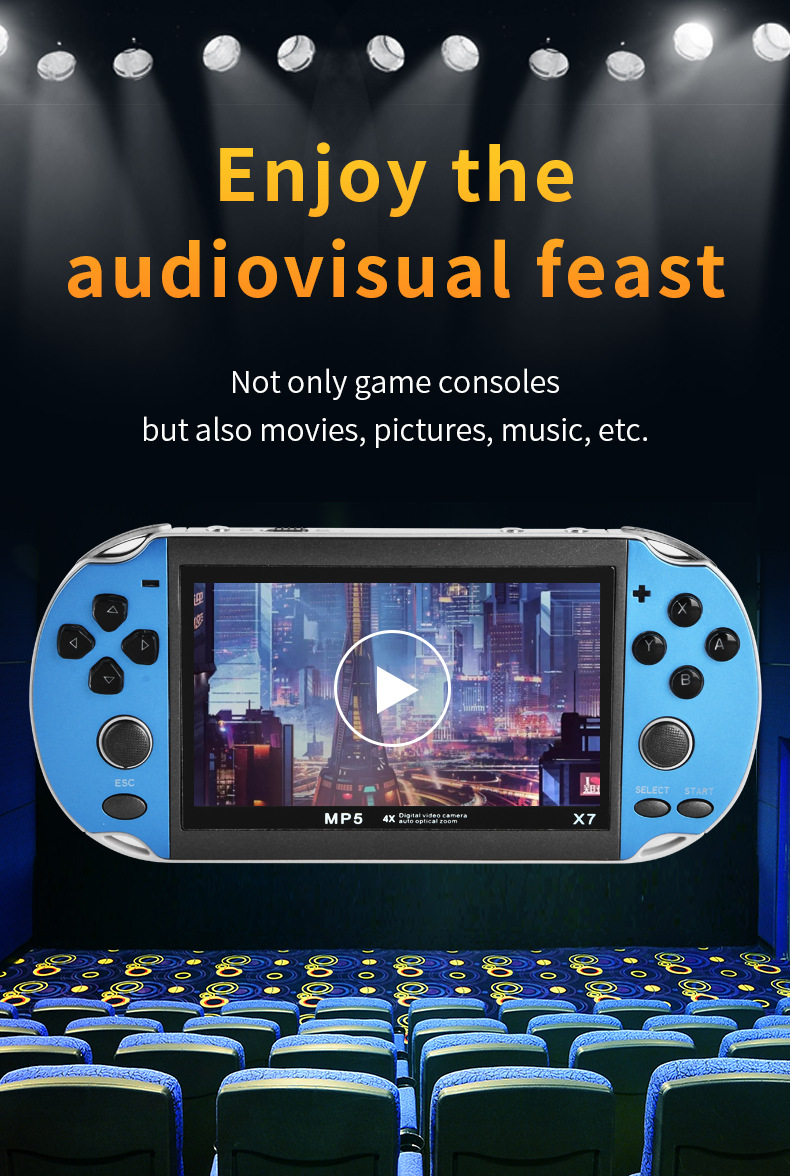 Portable retro video game console for video games, mini player, miniature electronic camera for children's gift video games