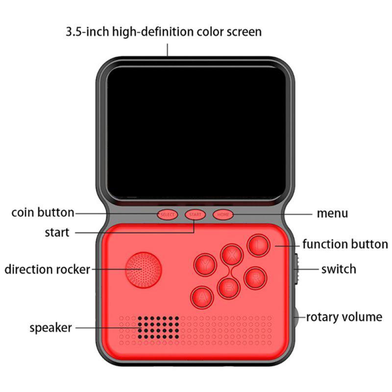 Mini portable retro manual video game console, including 900 games, 16 bit 3.0 inch, children's color LCD display