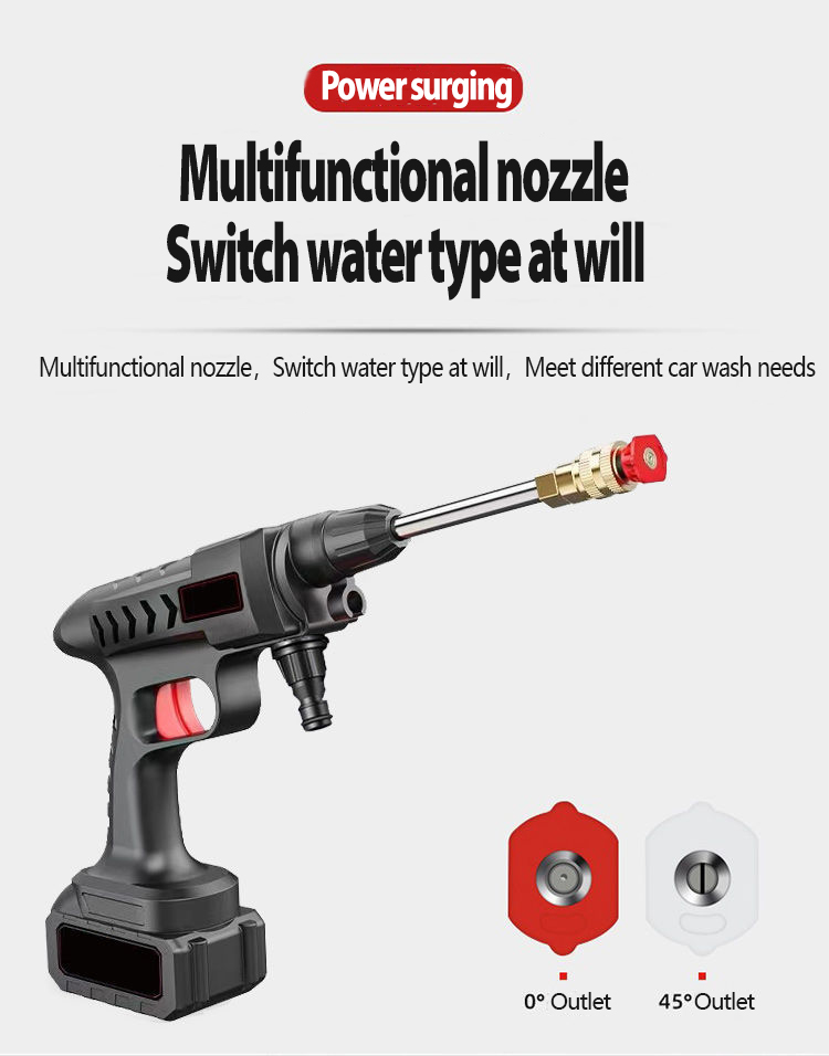 60BAR 30000mAh Wireless High Pressure Car Washer Self Priming Sustain 50min Washing 300W Car Wash Water Gun With Li-ion Battery