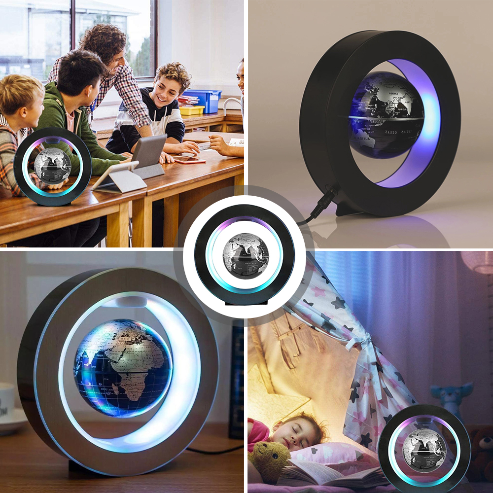 Levitating Lamp Magnetic Levitation Globe LED World Map Rotating Globe Lights Bedside Lights Home Novelty Floating Lamp Gifts